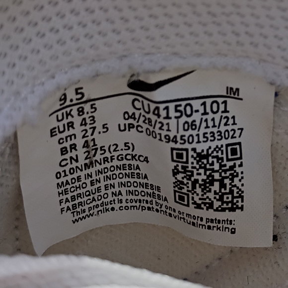 Nike Court Legacy Men's White and Blue Sneakers Size 9.5 Women's 11 - Picture 7 of 11